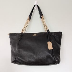 Coach Ava Chain Tote Bag In Pebbled Leather